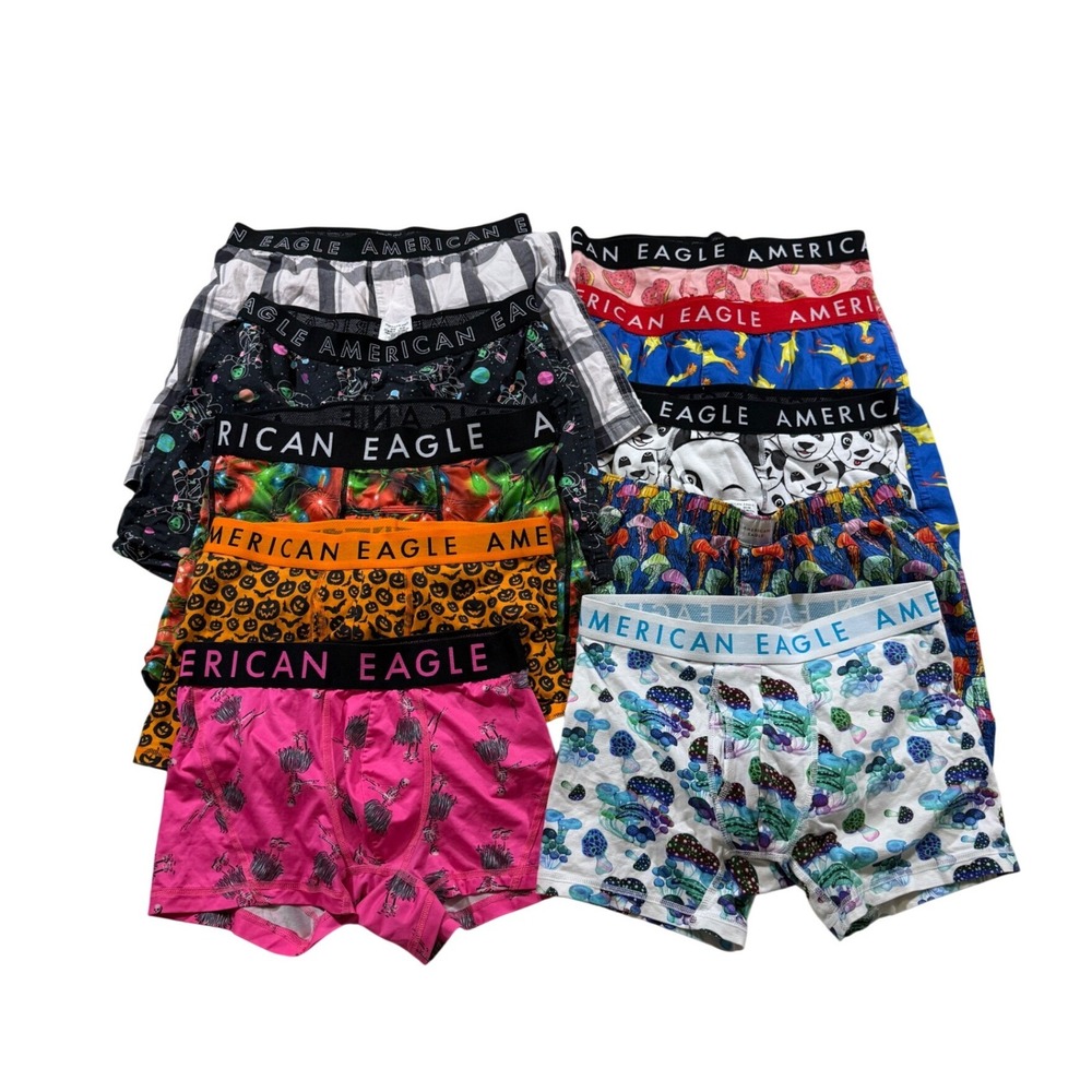 LOT OF 10 American Eagle Boxer Briefs Trunks M S Multi Novelty Mushroom Holiday